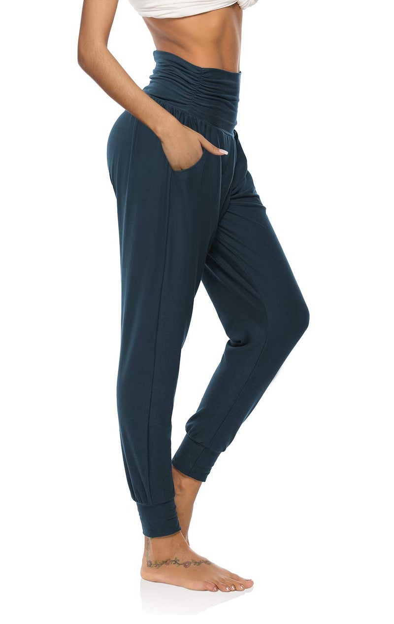 DIBAOLONG Womens Yoga Sweatpants Loose Workout Joggers Pants Comfy Lounge Pants with Pockets Navy S - Image 1